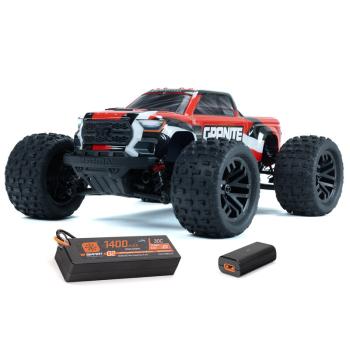 Arrma 1/18 GRANITE GROM MEGA 380 Brushed 4X4 Monster Truck RTR with Battery & Charger Red - ARA2102T2