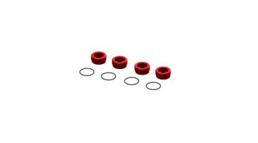 Arrma Aluminum Front Hub Nut Red (4) inc O-Rings - ARA320469