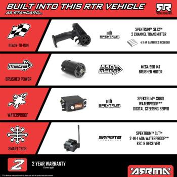 Arrma 1/10 FURY MEGA 550 2WD Short Course Truck RTR with Battery & Charger Red - ARA3221ST1