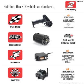Arrma 1/10 GORGON 4X2 MEGA 550 Brushed Monster Truck RTR with Battery & Charger Yellow - ARA3230ST1