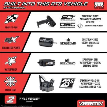 Arrma 1/10 FURY 223S DSC 2WD RTR Brushless Short Course Truck RC-Offroad Car, Blue - ARA3521T1
