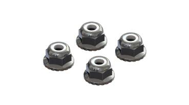 Arrma AR708008 Flanged Nyloc Locknut 4mm Silver (4) - ARAC9699