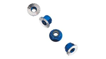 Axial Wheel Nut M4 Serrated Blue (4) - AXIC1046