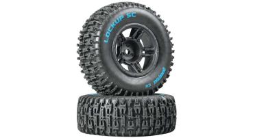 Duratrax Lockup SC Tire C2 Mounted Black Front Slash(2) - DTXC3670