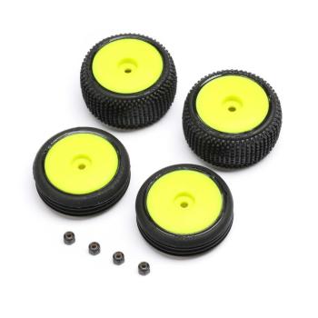 Losi Tires & Wheels Mounted Yellow: Micro-B - LOS-1762