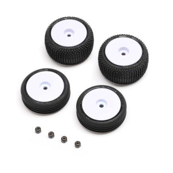 Losi Tires & Wheels Mounted White: Micro-B - LOS-1763