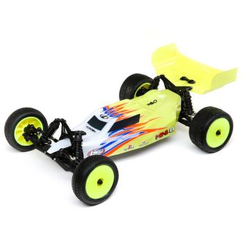 Losi Mini-B, Brushed, RTR: 1/16 2WD Buggy, Yellow/White - LOS01016T3