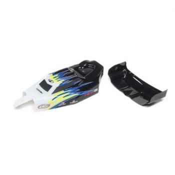 Losi Body, Wing, Black/White: Mini-B - LOS210020