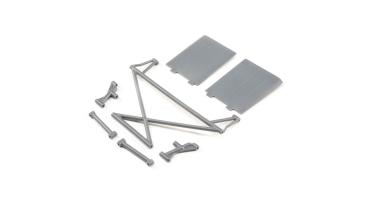 Losi Rear Tower Support,X-Bar,Mud Guards,Gray: Rock Rey - LOS230041