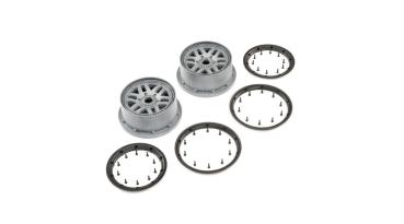 Losi Wheel & Beadlock Set, Grey (2): 5ive-T 2.0 - LOS45022