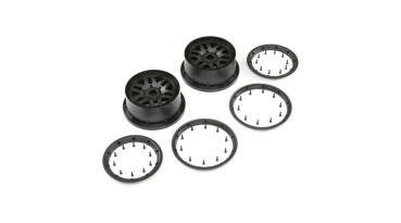 Losi Wheel & Beadlock Set, Black (2): 5ive-T 2.0 - LOS45025