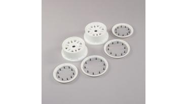 Losi Wheel & Beadlock Set, White (2): 5ive-T 2.0 - LOS45026