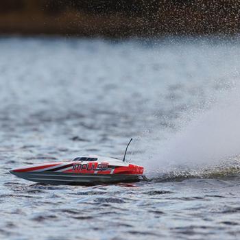 Proboat Impulse 32, V-Rumpf RC-Rennboot mit Brushless Motor, White/Red: RTR - PRB08037T2