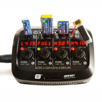 Spektrum Smart Micro 4 port AC/DC 1S LiPo Charger - SPMXC1040I