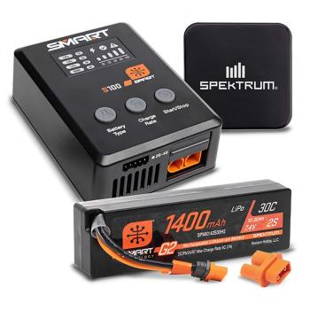 Spektrum Smart Powerstage Surface Bundle: 1400mAh 2S 30C LiPo Battery (IC2) / 100W S100 Charger / 65W Power Supply - SPMXPSS215I