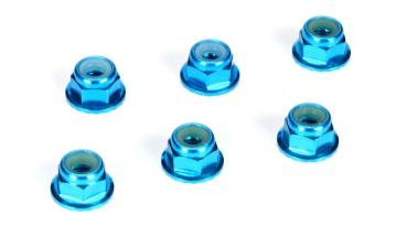 TLR 4mm Aluminium Stoppmutter mit Flansch Blau 6St. - TLR336001