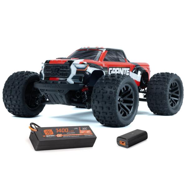 Arrma 1/18 GRANITE GROM MEGA 380 Brushed 4X4 Monster Truck RTR with Battery & Charger Red - ARA2102T2
