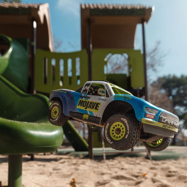 Arrma MOJAVE GROM MEGA 380 Brushed 4X4 Small Scale Desert Truck RTR with Battery & Charger Blue/White - ARA2104T2