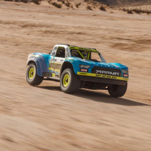 Arrma MOJAVE GROM MEGA 380 Brushed 4X4 Small Scale Desert Truck RTR with Battery & Charger Blue/White - ARA2104T2