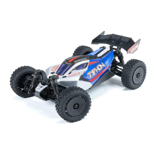 Arrma TYPHON GROM MEGA 380 Brushed 4X4 Small Scale Buggy RTR with Battery & Charger Blue/Silver - ARA2106T1