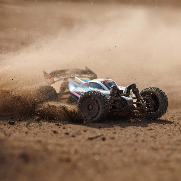 Arrma TYPHON GROM MEGA 380 Brushed 4X4 Small Scale Buggy RTR with Battery & Charger Blue/Silver - ARA2106T1