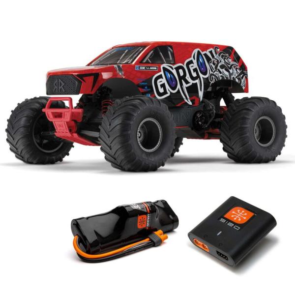 Arrma 1/10 GORGON 4X2 MEGA 550 Brushed Monster Truck RTR with Battery & Charger Red - ARA3230ST2