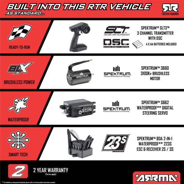 Arrma 1/10 SENTON 223S DSC 4X4 RTR Brushless Short Course Truck Offroad RC-Car, Blue - ARA4303V4T3