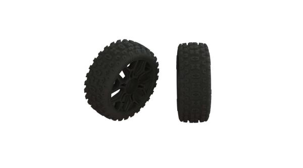Arrma 2HO Tire Set Glued Black (2) - ARA550057