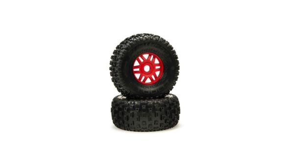 Arrma DBOOTS 'Fortress' Tire Set Glued (Red) (2pcs) - ARA550065