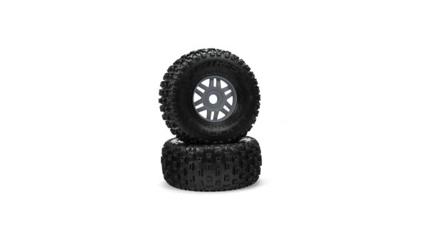 Arrma dBoots 'Fortress' Tyre Set Glued Gun Metal (Pair) - ARA550069