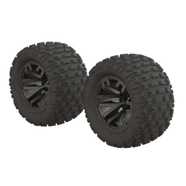 Arrma Dboots 'Fortress MT' Tire Set Glued Gun Metal (2) - ARA550086