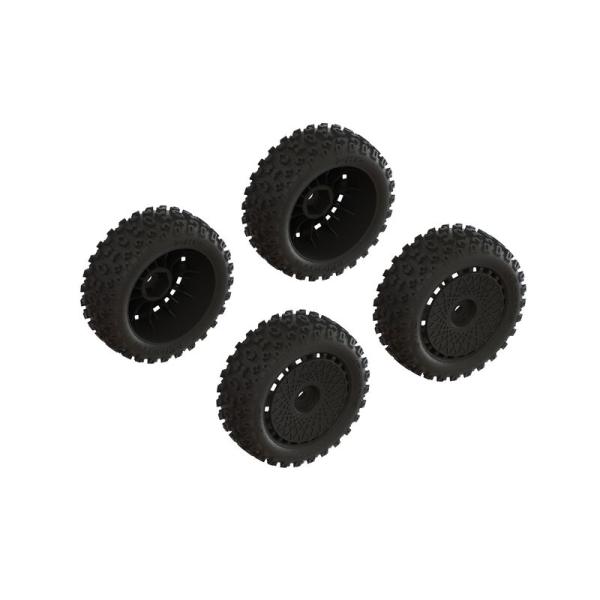 Arrma dBoots '2-HO' Tire Set Glued (Black) (2 Pairs) - ARA550114