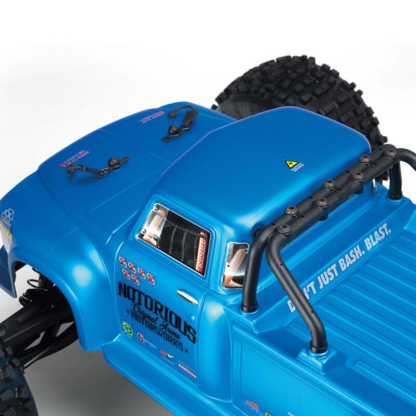 Arrma NOTORIOUS 6S 4WD BLX 1/8 Stunt Truck RTR Blue - ARA8611V5T2