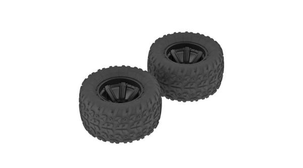 Arrma AR550014 Copperhead MT Tire/Wheel Glued Black (2) - ARAC9611
