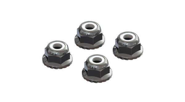 Arrma AR708008 Flanged Nyloc Locknut 4mm Silver (4) - ARAC9699
