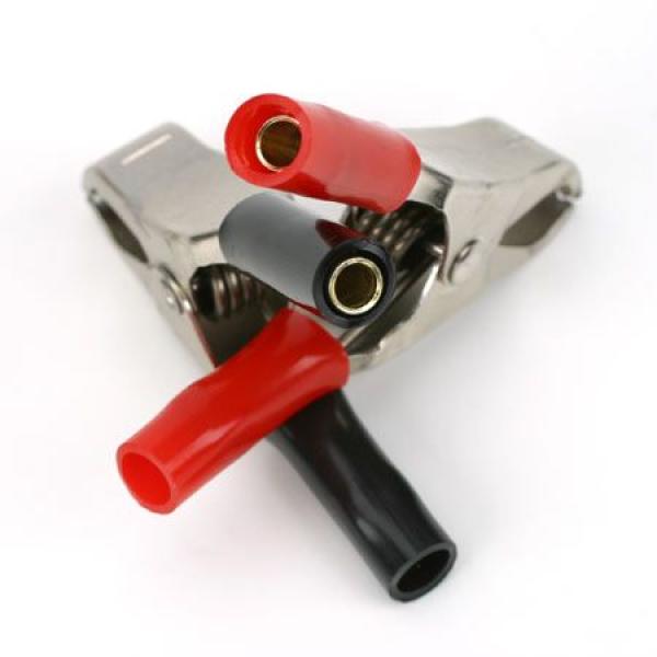 Dynamite Krokodilklemmen m. 4 mm Rundstecker (2 Stk) - DYN5016