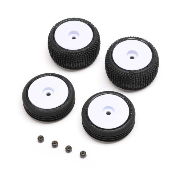 Losi Tires & Wheels Mounted White: Micro-B - LOS-1763