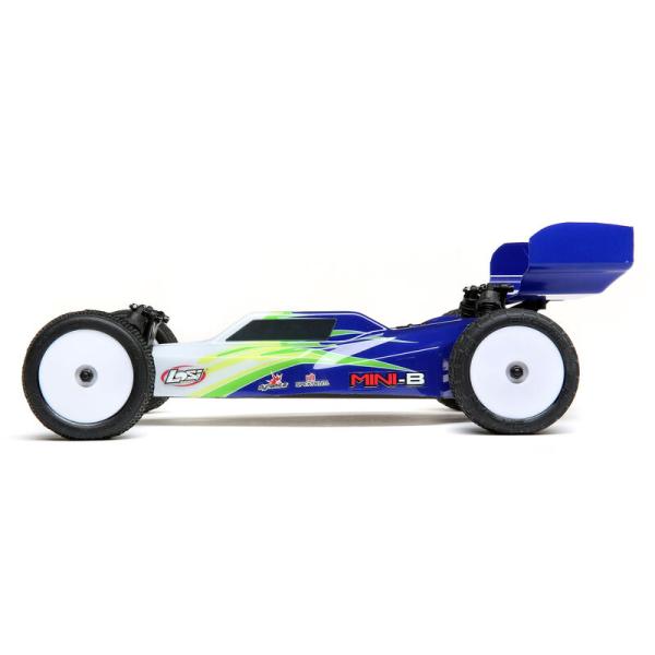 Losi Mini-B, Brushed, RTR: 1/16 2WD Buggy, Blue/White - LOS01016T1