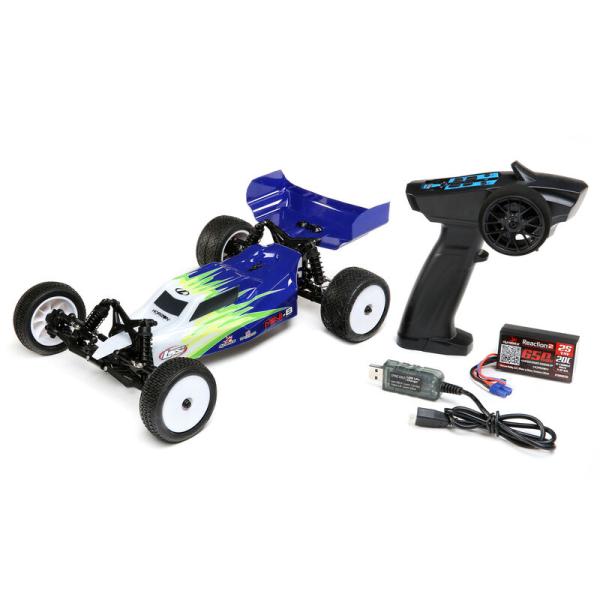 Losi Mini-B, Brushed, RTR: 1/16 2WD Buggy, Blue/White - LOS01016T1