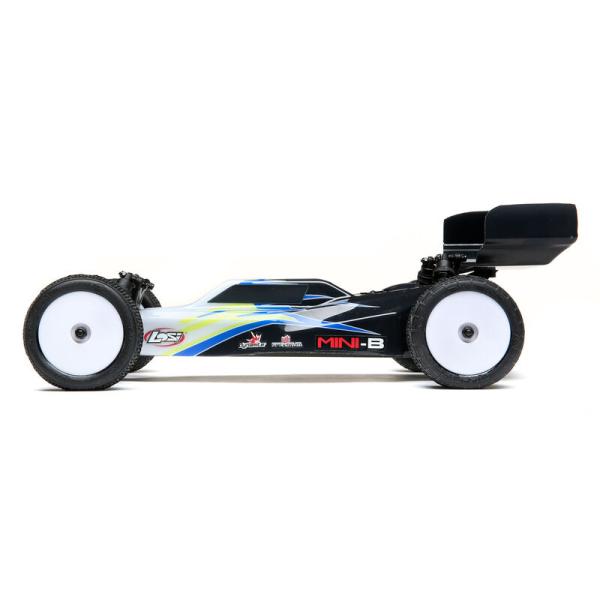 Losi Mini-B, Brushed, RTR: 1/16 2WD Buggy, Black/White - LOS01016T2