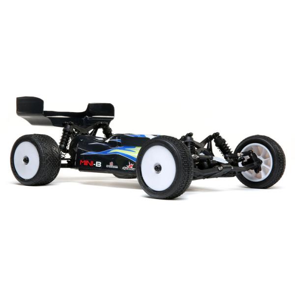 Losi Mini-B, Brushed, RTR: 1/16 2WD Buggy, Black/White - LOS01016T2