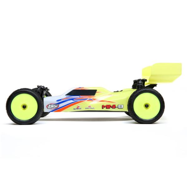 Losi Mini-B, Brushed, RTR: 1/16 2WD Buggy, Yellow/White - LOS01016T3