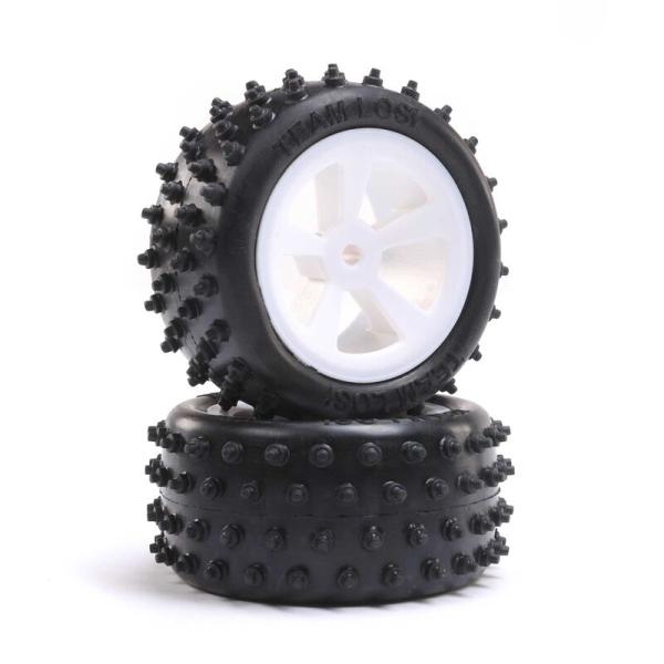 Losi 4 Row Rear Tires, Mounted, White (2): Mini JRX2 - LOS41024