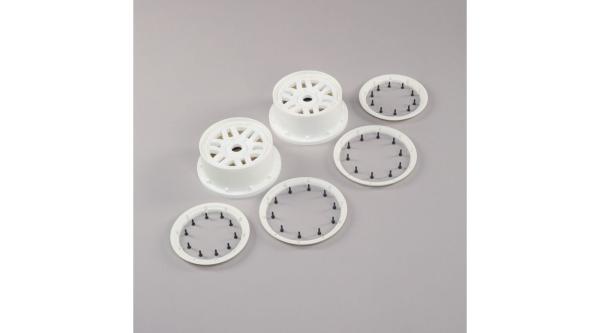Losi Wheel & Beadlock Set, White (2): 5ive-T 2.0 - LOS45026