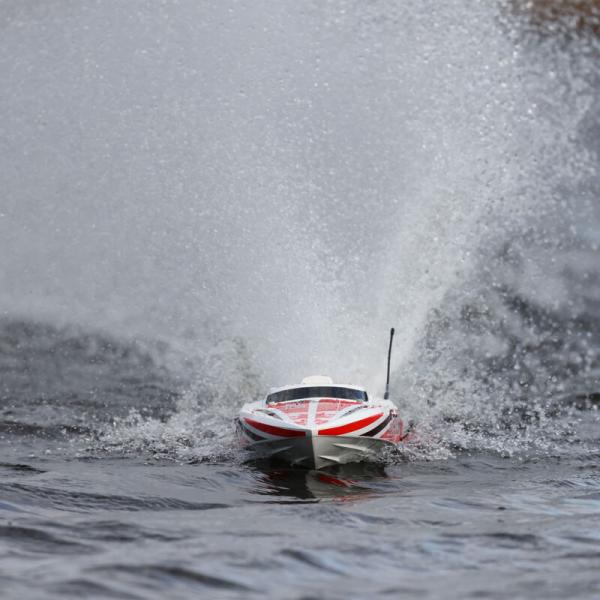 Proboat Impulse 32, V-Rumpf RC-Rennboot mit Brushless Motor, White/Red: RTR - PRB08037T2