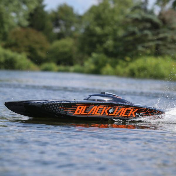 ProBoat Blackjack 42 8S Brushless Catamaran RTR: Black/Orange - PRB08043T1