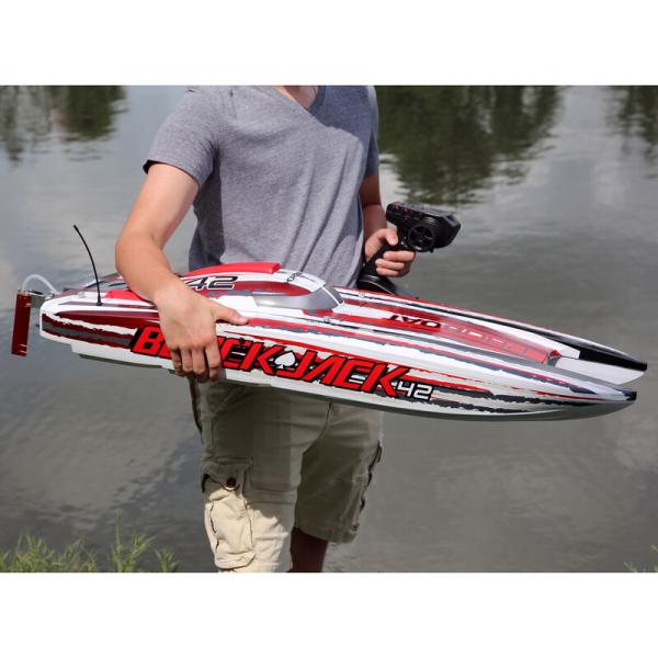 Proboat Blackjack 42-inch Brushless 8S Catamaran RC-Rennboot WHT/RED RTR - PRB08043T2
