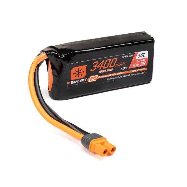 Spektrum 11.1V 3400mAh 3S 50C Smart G2 Trail Pro LiPo Battery: IC3 - SPMX-1047