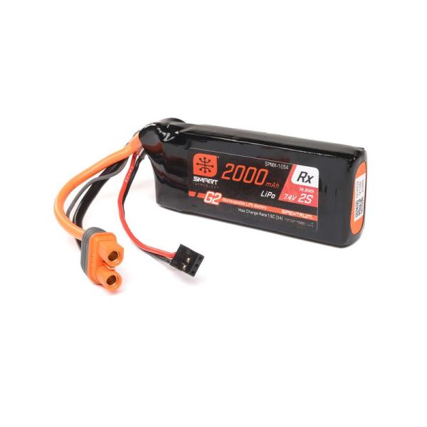 Spektrum 7.4V 2000mAh 2S 15C Smart G2 Receiver LiPo Battery: IC3 - SPMX-1054