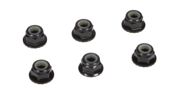 TLR 4mm Aluminium Stoppmutter mit Flansch Schwarz 6St. - TLR336000